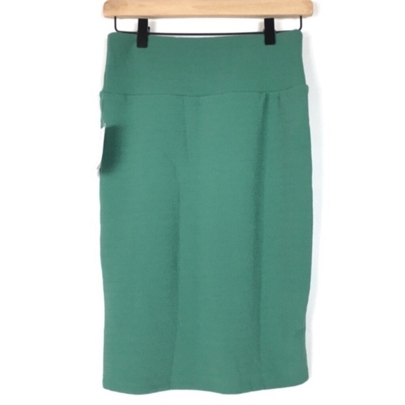 LULAROE Cassie Skirt Pencil Solid Green Textured Stretchy Fitted Size XS NWT - Picture 4 of 8
